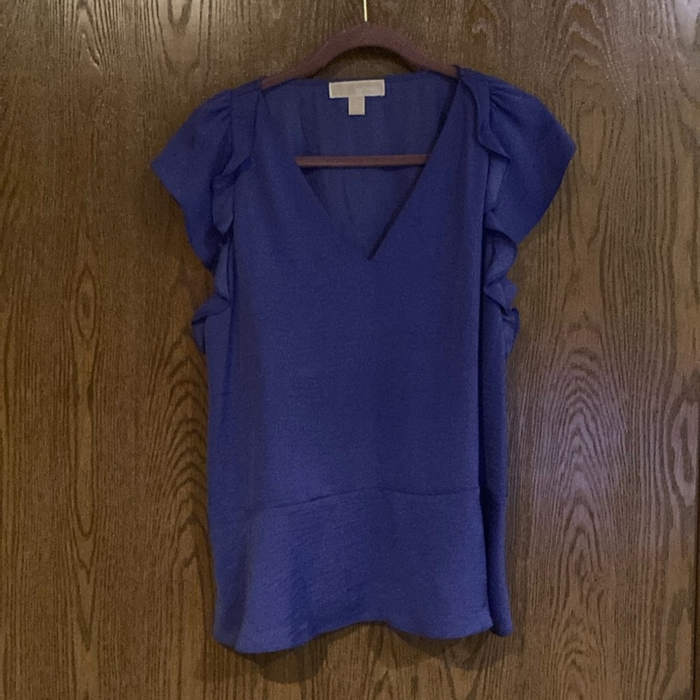 Pretty Light Purple V-Neck Short Sleeve Blouse